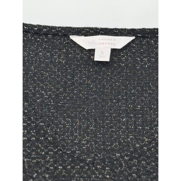 LC Lauren Conrad Size S Womens Black Glitter Knit Drawstring Long Sleeve Top - Picture 6 of 8